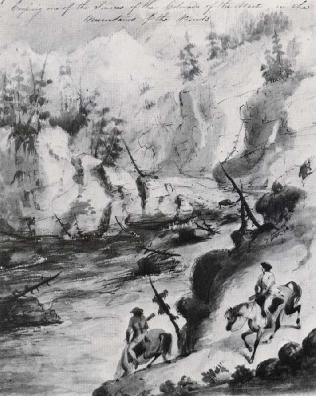 Miller, Alfred Jacob Crossing one of the Sources of the Colorado of the West,in the Mountains of the Windsl oil painting image